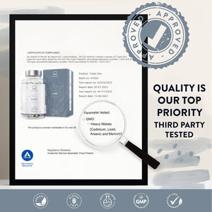 Triple Zinc 25Mg - 3 Forms of Zinc with Natural Vitamin C - Zinc Picolinate, Zinc Bisglycinate and Zinc Monomethionine - 180 High Strength Zinc Tablets - 6 Months Supply - Zinc Supplements