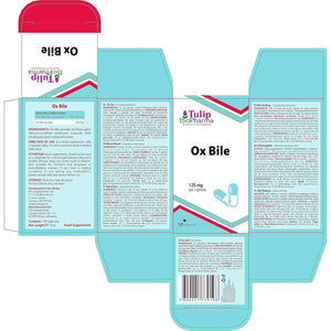 Ox Bile 125Mg 120 Capsules, 3Rd Party Lab Tested, High Strength Supplement, Gluten and GMO Free