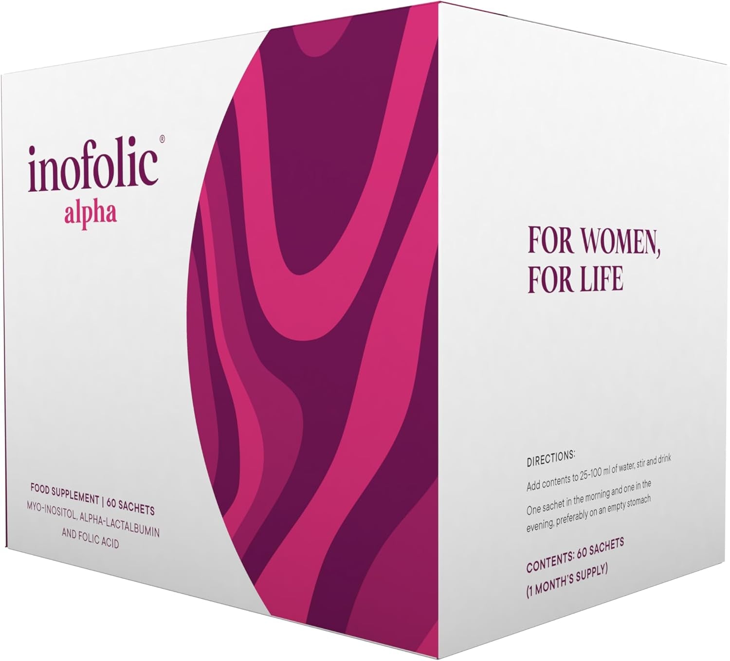 Inofolic Alpha – 4000Mg Myo-Inositol PCOS Supplement for Women – Hormonal Balance, Fertility & Ovulation Support – 100Mg Alpha-Lactalbumin, 400Ug Folic Acid – 60 Sachets - 1 Month Supply