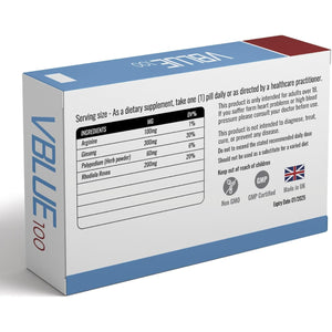 V Blue Natural Male Supplement, Fast Acting Long Lasting Performance | 100Mg, 10 Tablets | for Men | All Natural