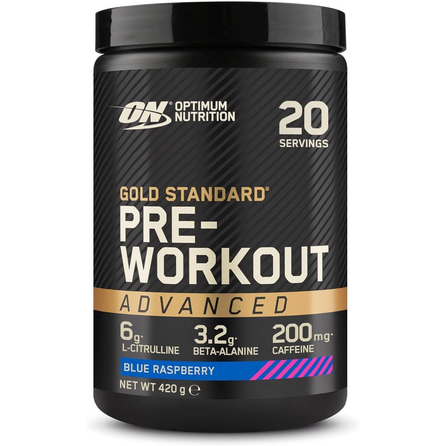 Optimum Nutrition on Gold Standard Pre-Workout Advanced with L-Citrulline, Beta-Alanine and Caffeine, Blue Raspberry, 20 Servings, 420 G