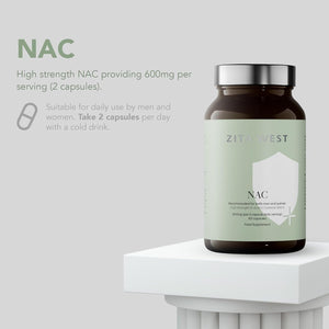 Zita West - High Strength N-Acetyl Cysteine (NAC) 600Mg per 2 Capsules - Premium Nutritional Supplement for Men and Women - 60 Vegan Capsules (1 Month Supply)