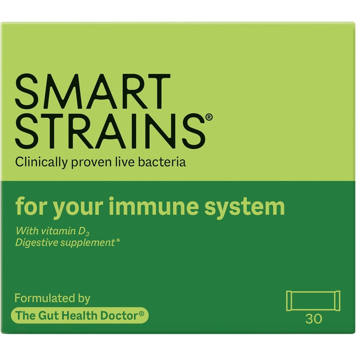 SMART STRAINS for Immunity & Digestion – Clinically Proven Probiotics | Formulated by the Gut Health Doctor | 20 Billion of the World’S Most Studied Bacterial Cultures | with Vitamin D3 | 30 Sachets