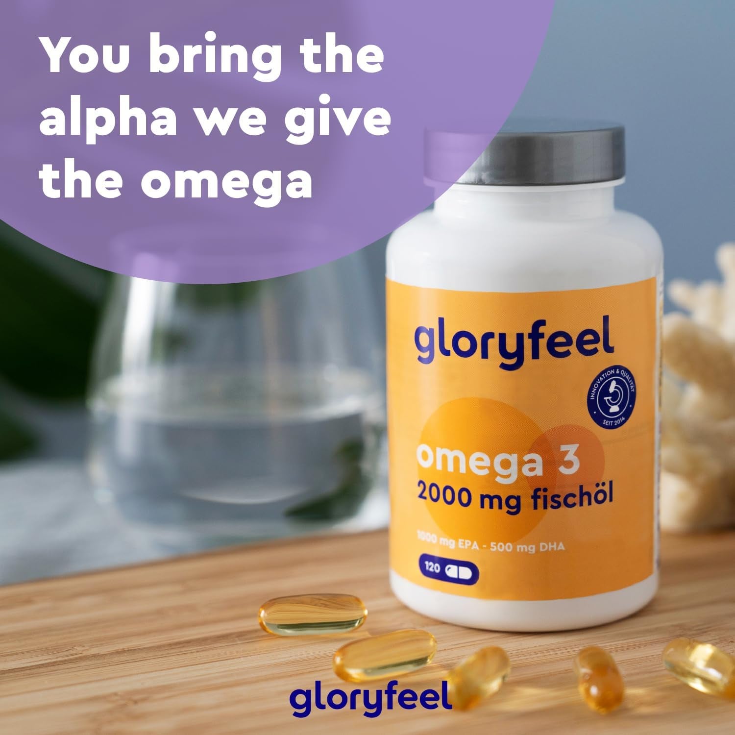 Omega 3 Capsules - High Strength - with 2000Mg Fish Oil, 1000Mg EPA & 500Mg DHA per Daily Dose (In Triglyceride Form) - Essential Fatty Acids from Anchovies - Nutritional Supplements Made in Germany