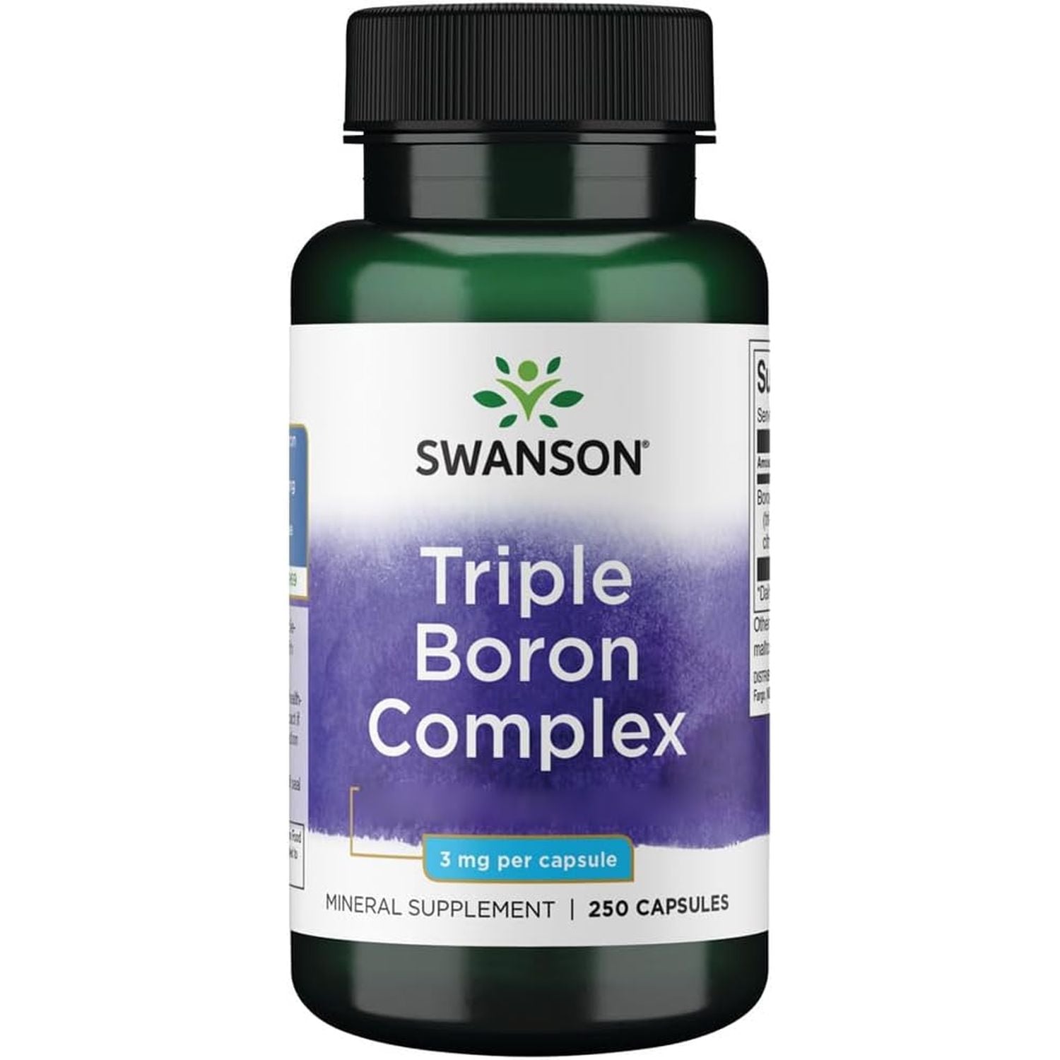 Swanson, Premium Triple Boron Complex (Boron Complex), 3Mg, 250 Capsules, High Strength, SOYA Free, Gluten Free, Non-Gmo