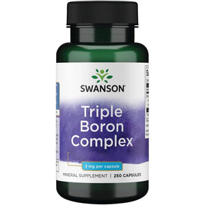 Swanson, Premium Triple Boron Complex (Boron Complex), 3Mg, 250 Capsules, High Strength, SOYA Free, Gluten Free, Non-Gmo