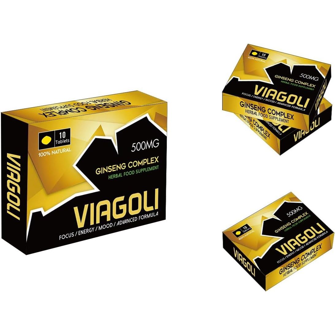 New VIAGOLI Gold - 10 Pills 500Mg - Stronger & Harder Enhanced Strength & Firmness for Men - Designed to Boost High Stamina, Performance & Natural Male Enhancing Food & Herbal Supplement