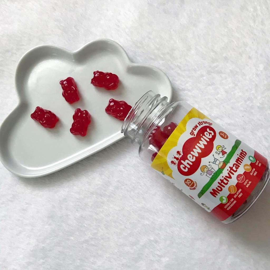 Chewwies Multivitamin Gummies | Sugar-Free Chewable Vitamin Gummies | Vegan & Vegetarian | Soft Raspberry Flavor | Halal & Gluten-Free | Essential Nutrients for Kids & Adults | Daily Health Support