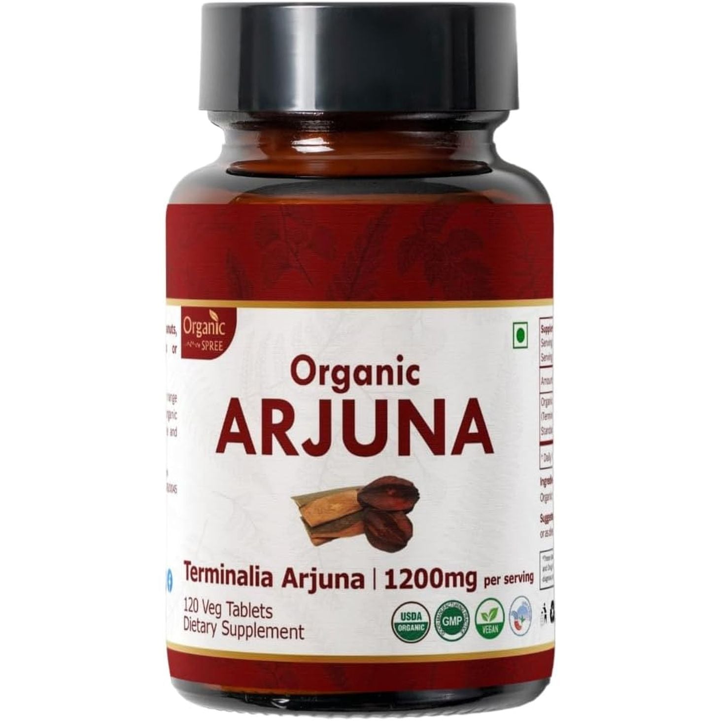 ORGANIC SPREE ARJUNA 120 Tablets | Terminalia Arjuna (Arjuna) | USDA Organic Certified | Organic and Natural 120Tab (1)