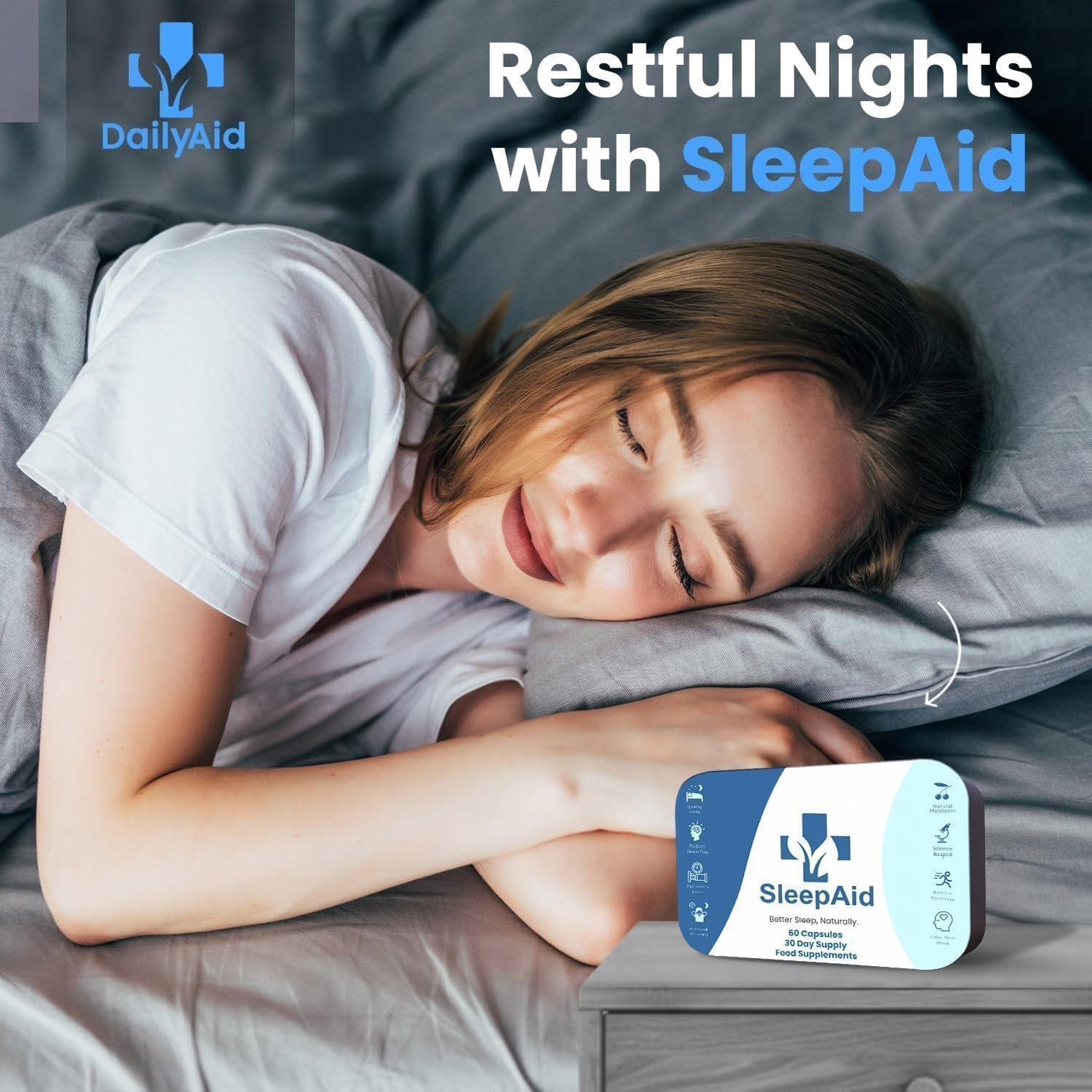 Natural Sleep Aid - Sleep Supplement with Valerian Root, L-Theanine & Magnesium for Sleep, Natural Source Melatonin Vegan Capsules, 1 Month Supply Sleeping Pills 856Mg