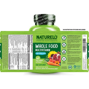 NATURELO Whole Food Multivitamin for Teenage Boys - Daily Vitamin & Mineral Supplement - with D3, Zinc, B12 & Plant Extracts - 60 Vegan Capsules | 1 Month Supply