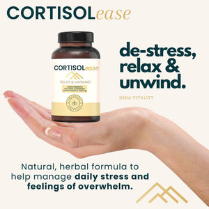Cortisolease, Cortisol Reducing Supplement with 1000 Mg Ashwagandha, 120 Tablets to Lower Stress & Anxiety, Balance Adrenal Hormones, Detox and Reduce Fatigue, HERA Vitality