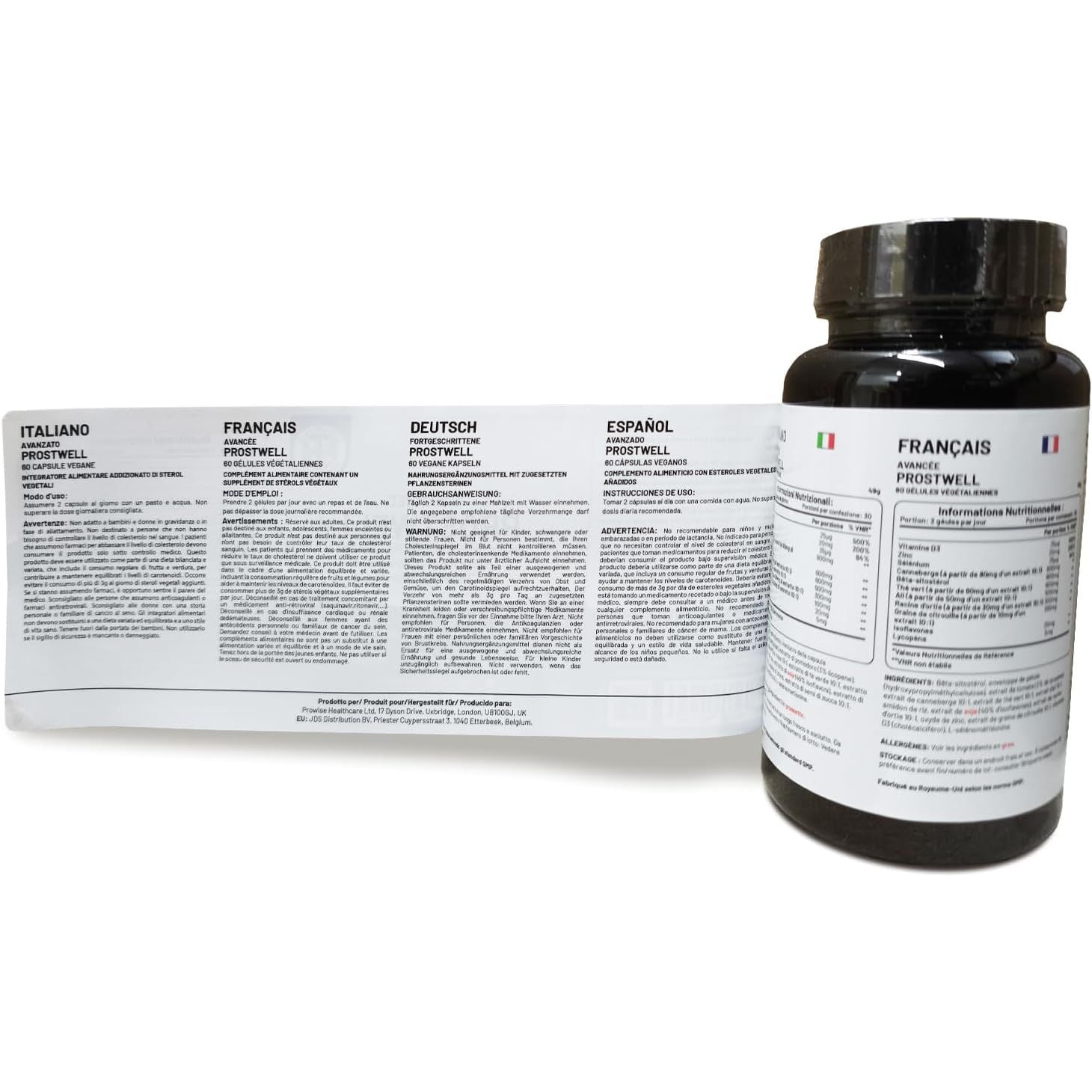 Advanced Prostwell plus 60 Vegan Capsules Added Beta Sitosterol, Pumpkin Seed, Nettle Root, Lycopene and 7 Other Ingredients - Prostate Supplements for Men - Men Health Supplements by Prowise