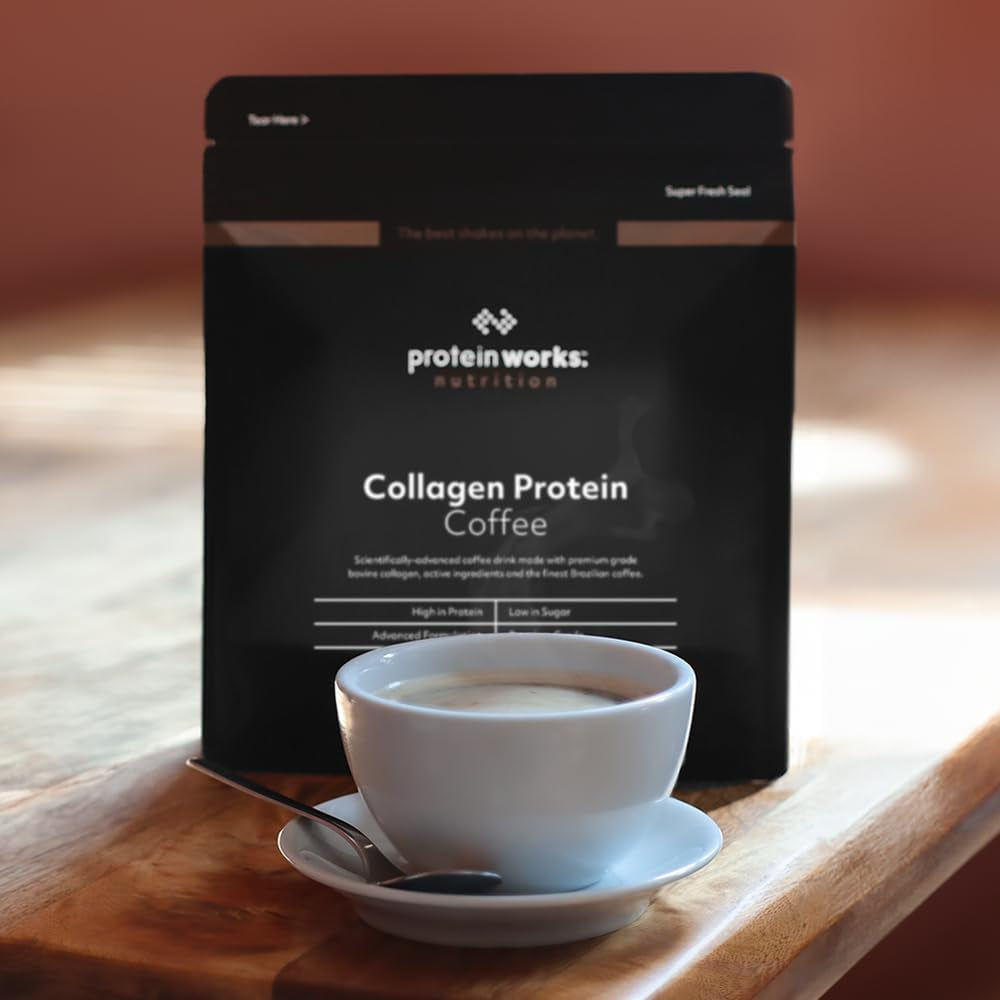 Protein Works - Collagen Protein Coffee, Bovine Collagen Powder, Premium Hydrolysed Collagen, Caramel Latte, 475G, 19 Servings