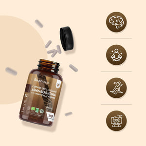 Organic Ashwagandha Capsules - 180 Capsules (6 Months Supply) - with Organic Black Pepper - 1 per Day - Soil Association Certified Ashwagandha Supplement - Non-Gmo, Vegan-Friendly & Additive-Free