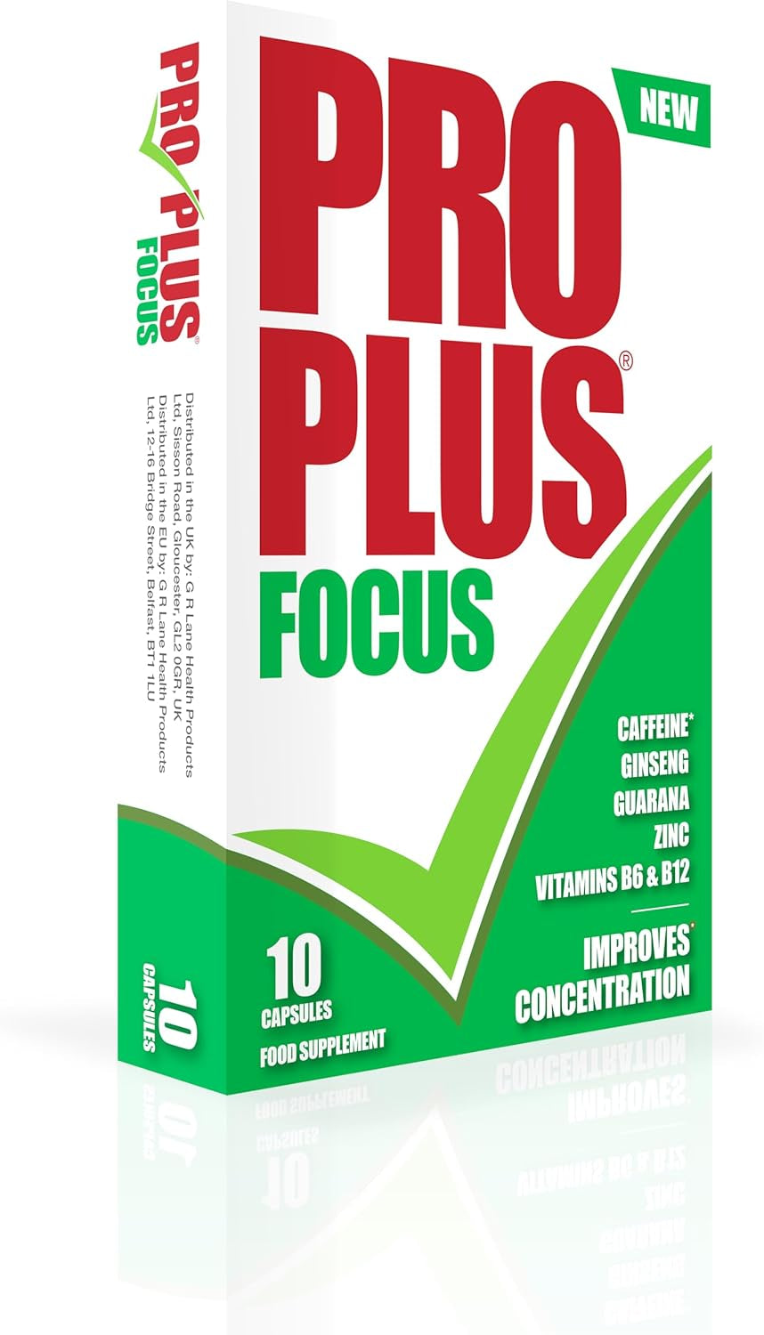 Pro plus Focus 10 Capsules - Caffeine - Ginseng - Guarana - Zinc - Vitamins B6 & B12