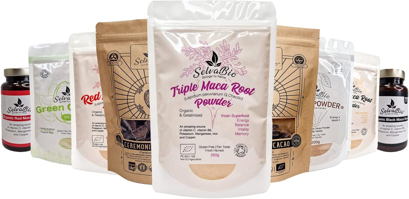 Triple Maca Root Powder, Organic Gelatinized, Certified, 250G from Peru, Women Hormonal Balance or for Men Prostate Support, by Selvabio.