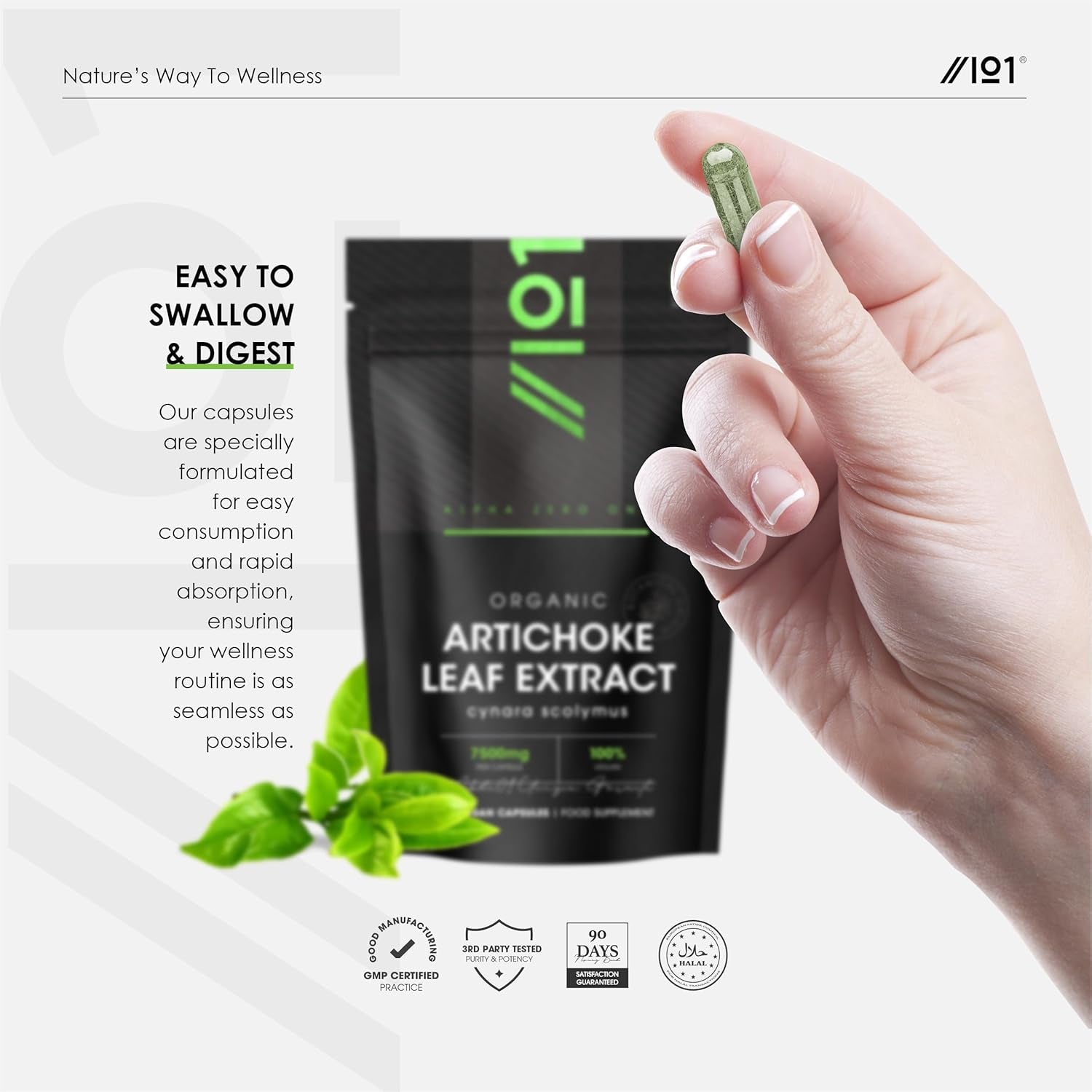 Organic Artichoke Extract 7500Mg - High Strength Cynara Scolymus Supplement - 90 Vegan Capsules (3 Months Supply) - Resealable and Recyclable Pouch - by Alpha01