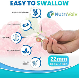 Nutrivolv Raspberry Ketones 1000Mg per Serving | Natural Weight Loss Supplement | Boosts Metabolism & Energy | Fat Burner & Appetite Suppressant | 60 Vegan Capsules