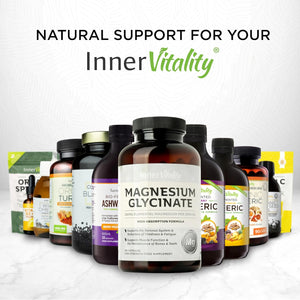 Magnesium Glycinate 180 Capsules (3 Month Supply) 280Mg Elemental Magnesium - High Strength Easy to Absorb Magnesium Supplement with No Additives by Inner Vitality