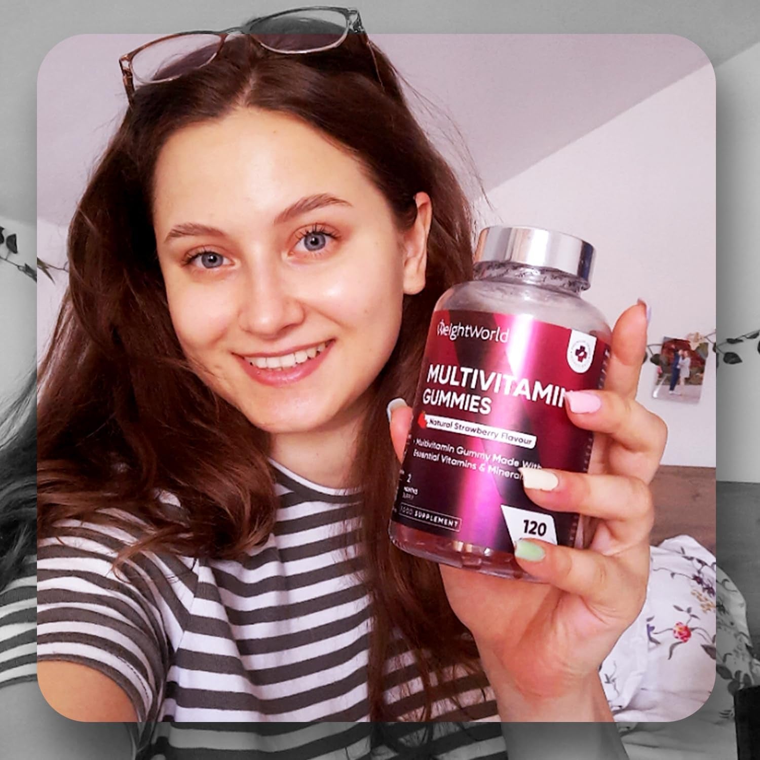 Multivitamin Gummies for Women & Men - 13 Ingredients - 120 Gummies - 2 Months Supply - Natural Strawberry Flavour - Vitamins & Minerals like Vit C, D3, B6, B7, B12 & Zinc - Vitamin Gummies for Adults