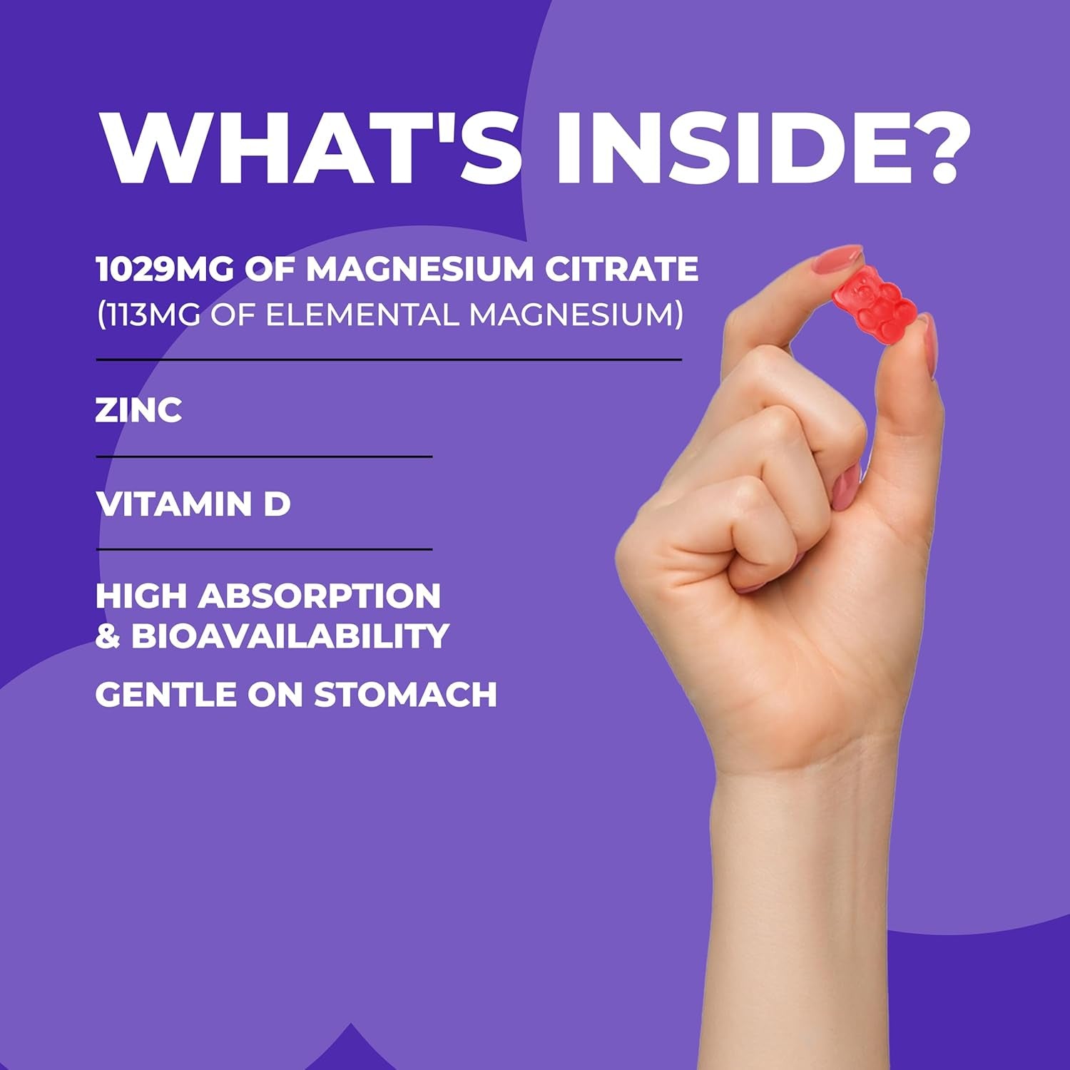 Kids Magnesium Gummies – Chewable, Sugar-Free & Vegan | 1029Mg Magnesium Citrate, Providing 113Mg Magnesiums to Support Calm Mind & Strong Bones for Kids 3+ | 1 Month Supply | Strawberry Flavour