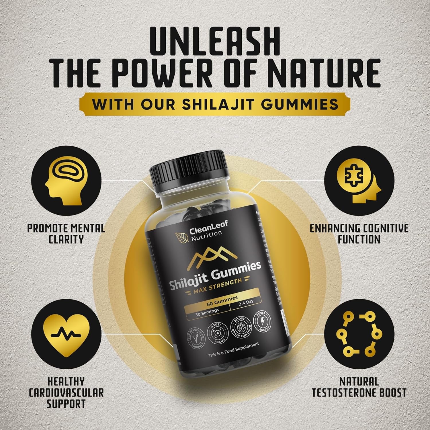 Shilajit Gummies Max Strength | Pure 100% Authentic Himalayan Origin | High Fulvic Acid Content | 85+ Minerals | Boosts Immunity & Energy Vegan | 60 Gummies