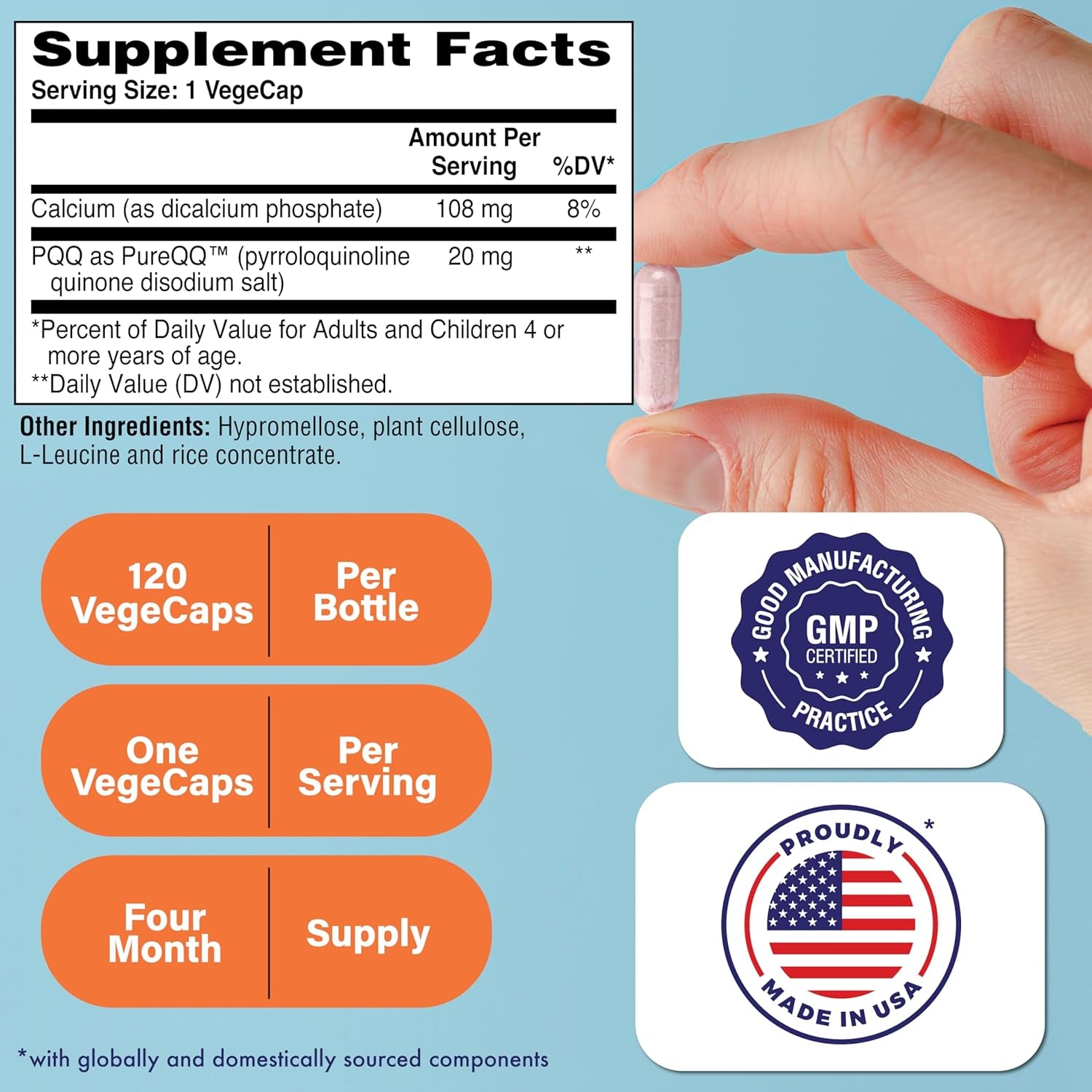 PQQ 20Mg Pyrroloquinoline Quinone as Pureqq | Vegan Certified, Non-Gmo Gluten Free | by Health Thru Nutrition (Pack of 120)