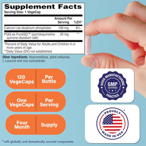 PQQ 20Mg Pyrroloquinoline Quinone as Pureqq | Vegan Certified, Non-Gmo Gluten Free | by Health Thru Nutrition (Pack of 120)