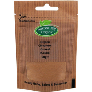 Organic Cinnamon Powder (Cassia) 50G by Hatton Hill Organic | Aromatic, Flavorful, and Perfect for Cooking