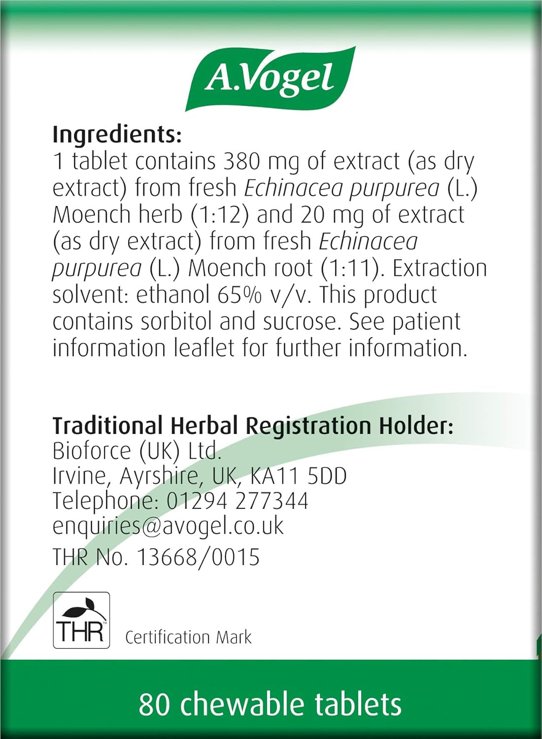 A.Vogel Echinaforce Chewable Cold & Flu Tablets | Relieve Cold & Flu Symptoms | Extracts of Fresh Echinacea | 80 Tablets