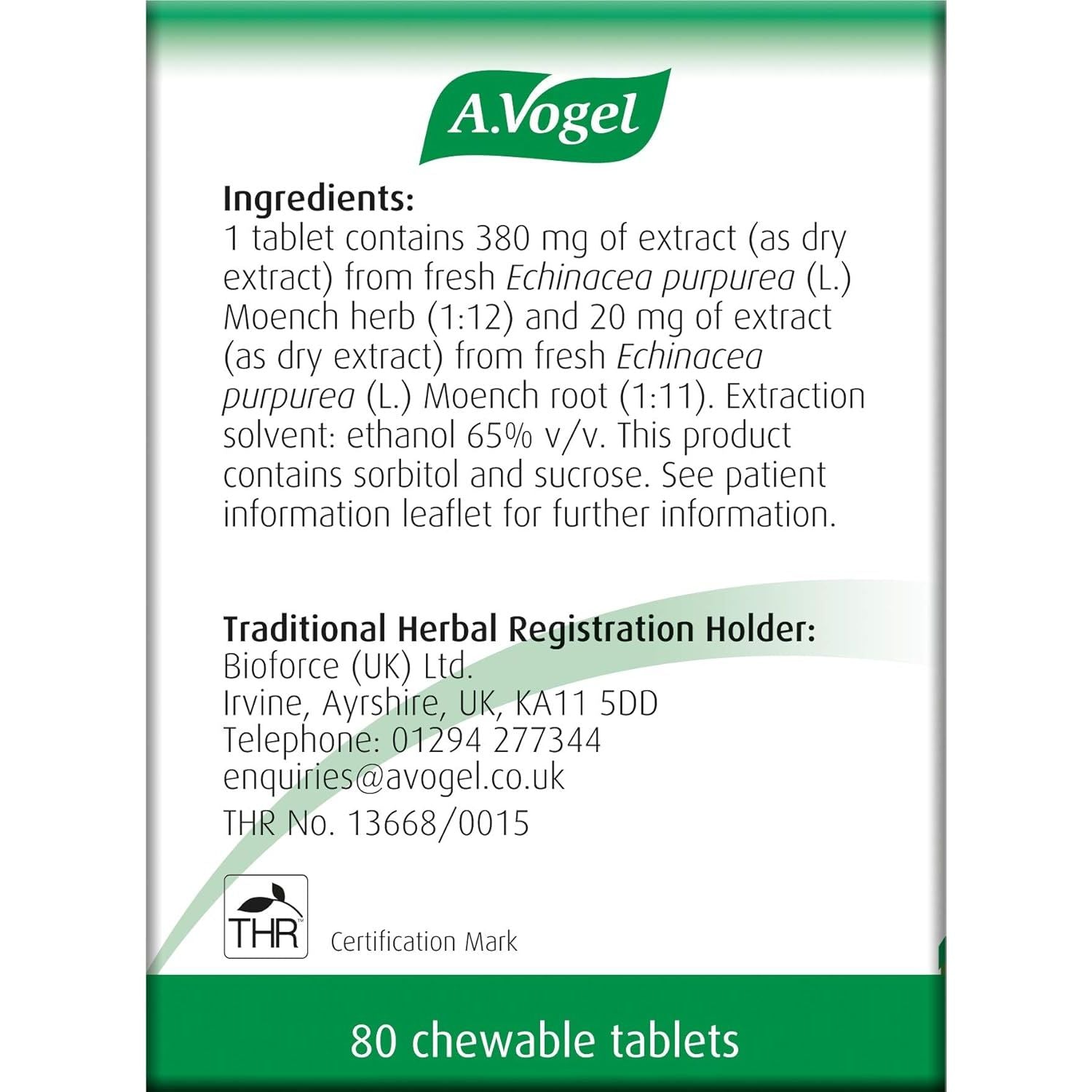 A.Vogel Echinaforce Chewable Cold & Flu Tablets | Relieve Cold & Flu Symptoms | Extracts of Fresh Echinacea | 80 Tablets