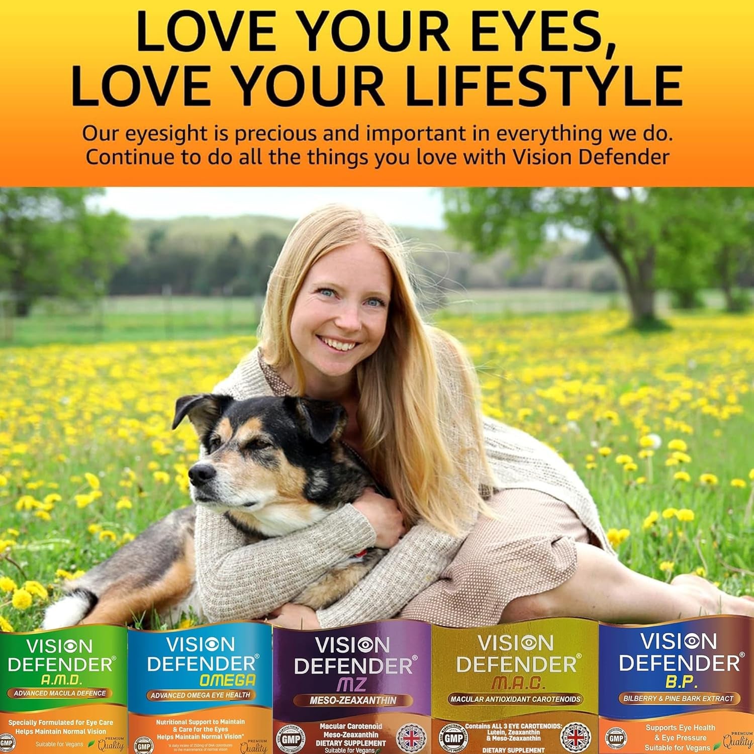 Vision Defender MAC Eye Vitamins Supplement – Triple Antioxidant Carotenoids: Lutein, Zeaxanthin & Meso-Zeaxanthin – Vision & Eye Health Support – 90 Capsules – Made in UK