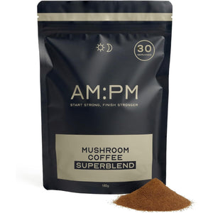 AM:PM Nutrition Mushroom Coffee with Lion'S Mane, Reishi & Cordyceps - Healthy Energy & Focus Boost - a Blend of Arabica & Robusta Coffee with Functional Mushrooms - 30 Servings