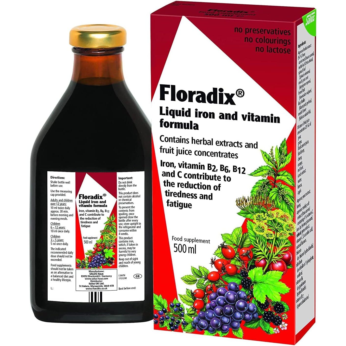FLORADIX Floravital Iron + Herbs Liquid Formula, 500 Ml