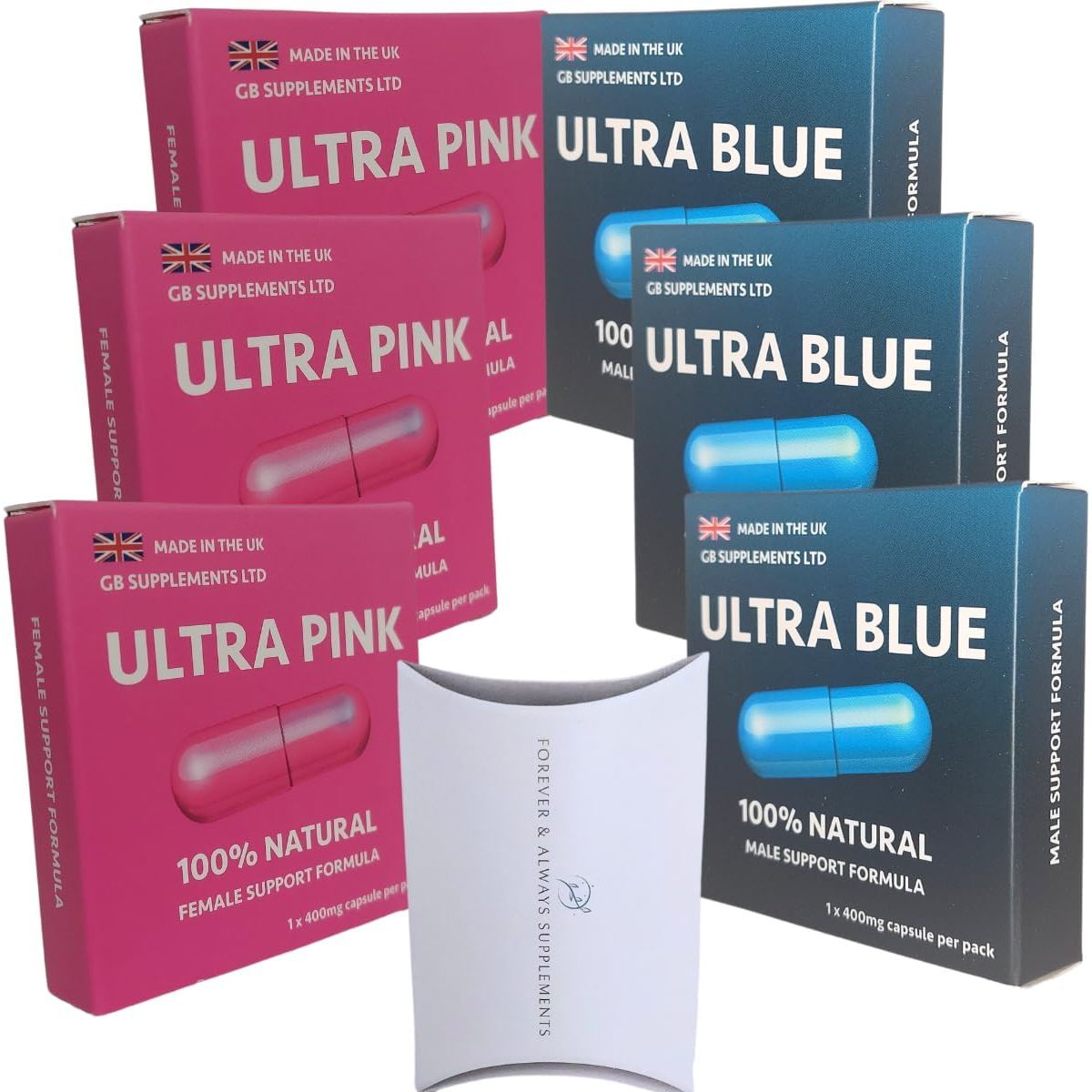 3 X Ultra Blue & Ultra Pink Sex Tablets for Men and Women Bundle - Strong Natural Sex Enhancers for Couples! Libido, Endurance & Sex Drive Support! Contains Maca, Ginseng