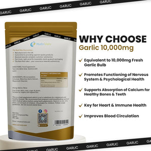 Garlic 10000Mg High Strength Supplements Nutrition for Blood Pressure Support, Improved Heart Health, and Robust Immune System — Pack of 120 Healthcare Tablets
