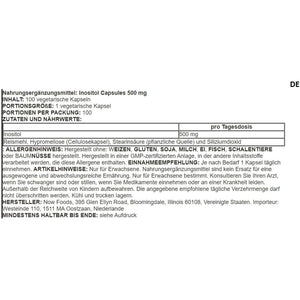 Now Foods – Inositol 500Mg | Supports Nervous System & Cellular Health – 100 Capsules