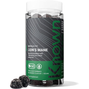 Known Delicious Lion'S Mane Gummies - 1000Mg Lion'S Mane Mushroom - Natural Blueberry Flavour - 60 Vegan Gummies, 1 Month Supply