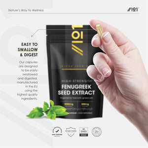 Fenugreek Seed Extract 9000Mg - High Strength 50% Saponins (300Mg) - 90 Vegan Capsules (3 Months Supply) - Resealable and Recyclable Pouch - by Alpha01