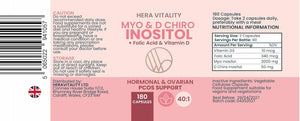 Inositol Supplement for Women (180 Capsules) 3 Month Supply | Myo-Inositol & D-Chiro 40:1 with Folic Acid & Vitamin D | PCOS, Hormone Balance, Pre Conception Fertility & Ovulation Support