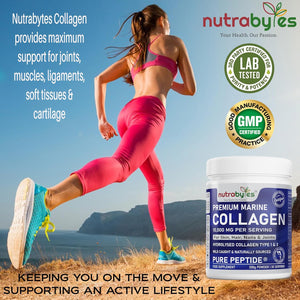 Marine Collagen Powder 10000Mg | Hydrolysed Collagen Peptides Type 1 & 3 with 19 Amino Acids for Skin, Hair, Nails & Joints | Unflavoured | Collagen Supplement for Women & Men | 30 Day Supply (300G)