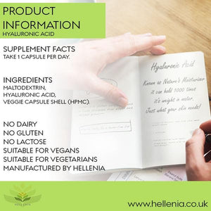 Hyaluronic Acid Supplements 100Mg Capsules | Supports Healthy Connective Tissue and Joints | Natural Moisturiser for Radiant Skin | 60 Hyaluronic Acid Capsules | Vegan Friendly - Made in the UK