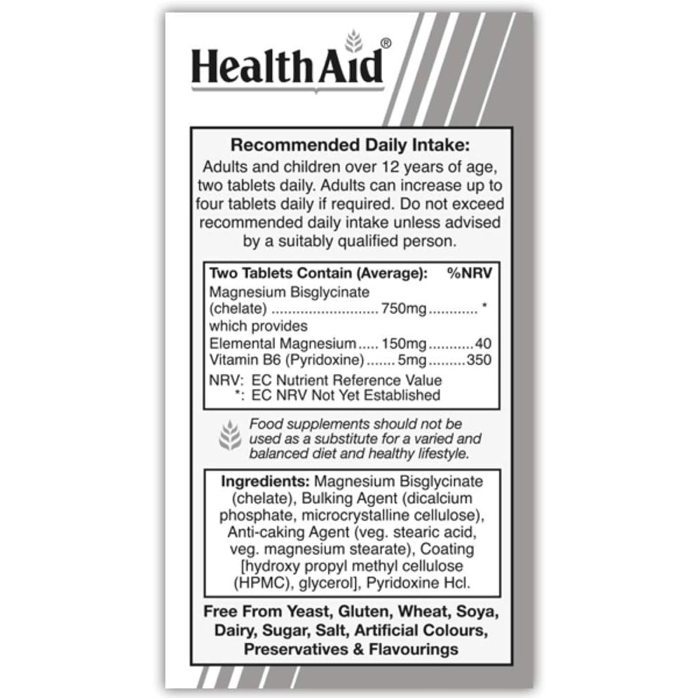Healthaid Magnesium Bisglycinate Vegan Tablets, 60-Count