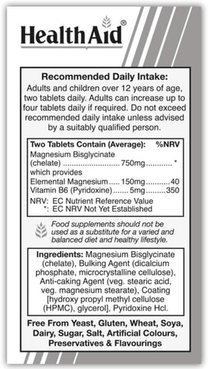 Healthaid Magnesium Bisglycinate Vegan Tablets, 60-Count