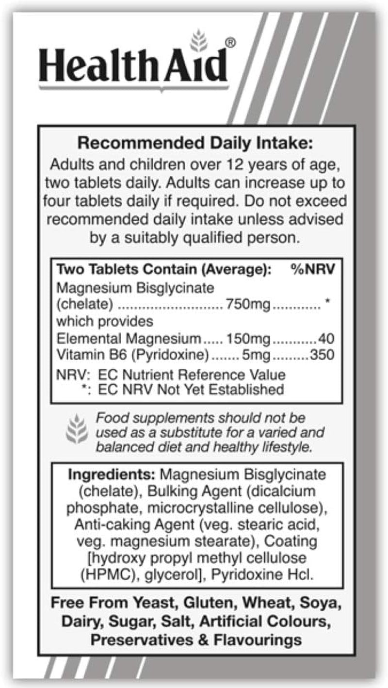Healthaid Magnesium Bisglycinate Vegan Tablets, 60-Count