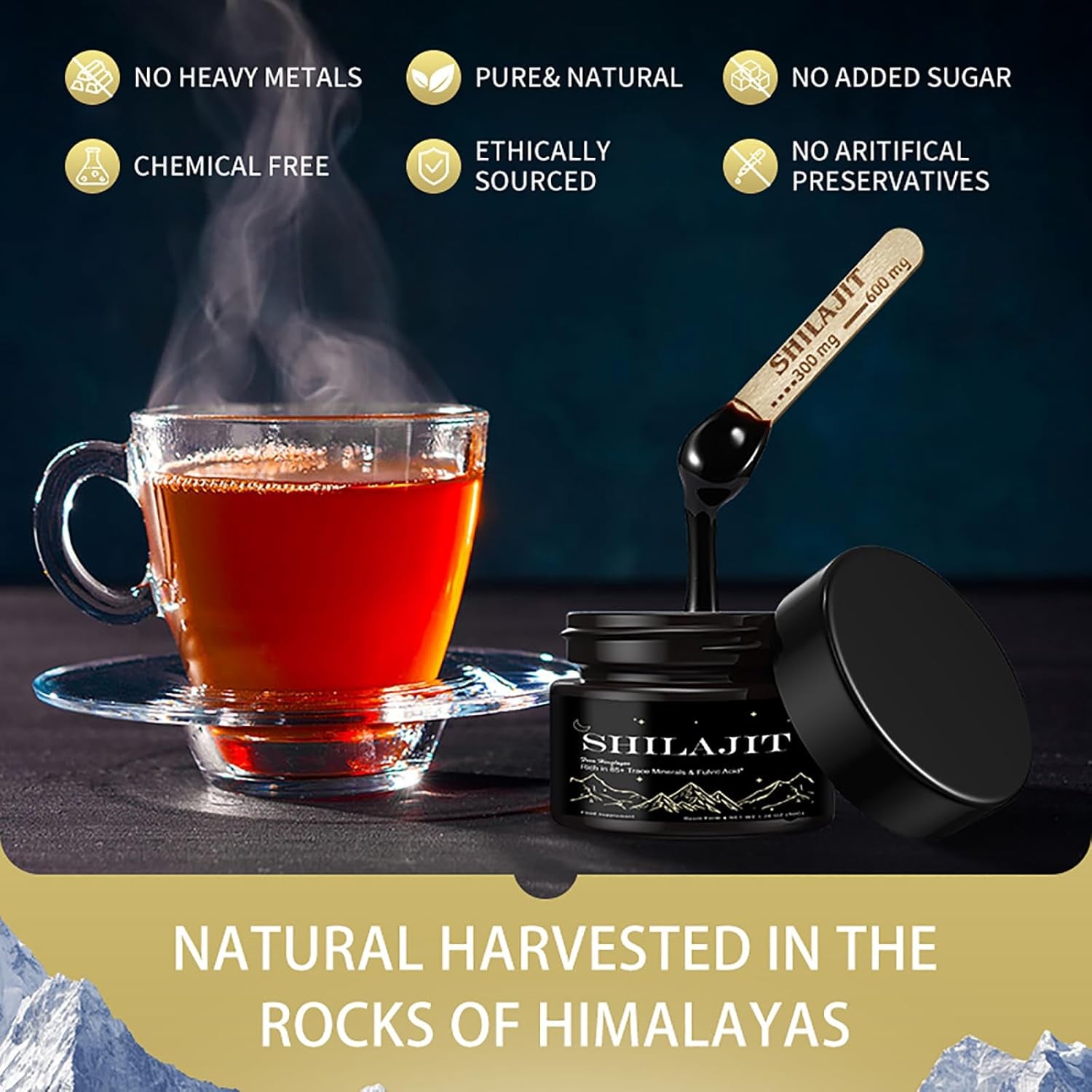 Shilajit Resin - Maximum Potency Natural Organic Shilajit Gold Grade 50G with Fulvic Minerals & Humic Acid, Strength & Stamina Booster for Men and Women, Vegan (Pack of 1)