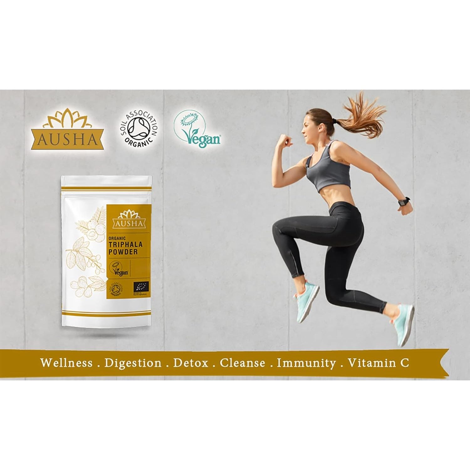 Ausha Organic TRIPHALA Powder - 250 Grams - UK Certified Organic by Soil Association - Gut Health, Constipation Relief, Digestion