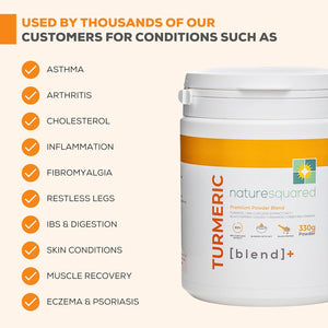 Nature Squared Turmeric Super [Blend] - Premium & Organic Turmeric (3933Mg) Powder with 7 Active Ingredients - 330G(3 Month Supply) - Vegan - Non GMO - Gluten Free - GMP - Potent Antioxidant- UK Made