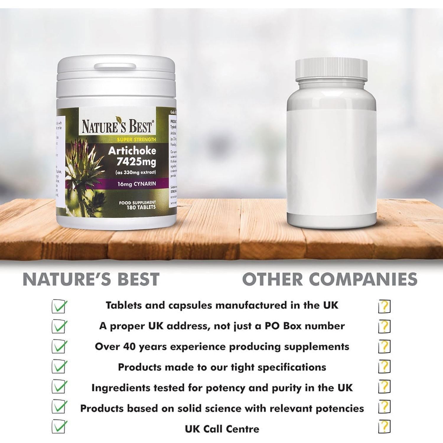 Nature'S Best High Strength Artichoke Extract 7425Mg - over 7G Equivalent to Fresh Artichoke - Taste-Free - UK Made - 180 Vegan Tablets (3+ Months' Supply)